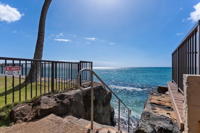 view of water feature featuring a beach view