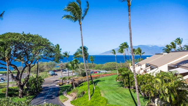 property view of water featuring a mountain view