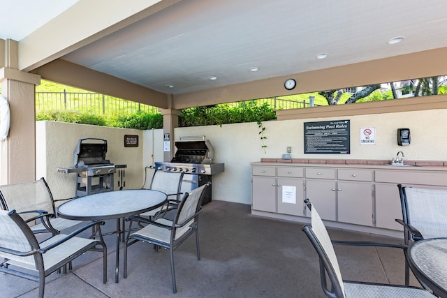 view of patio / terrace featuring sink