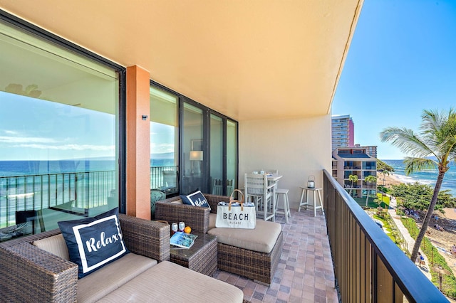 balcony with a water view