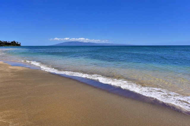 view of water feature featuring a beach view