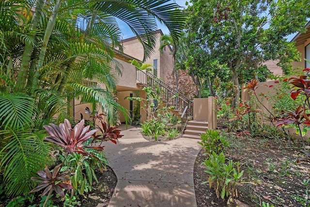view of yard with stairway