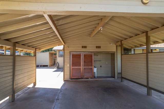 view of patio / terrace featuring an outdoor structure