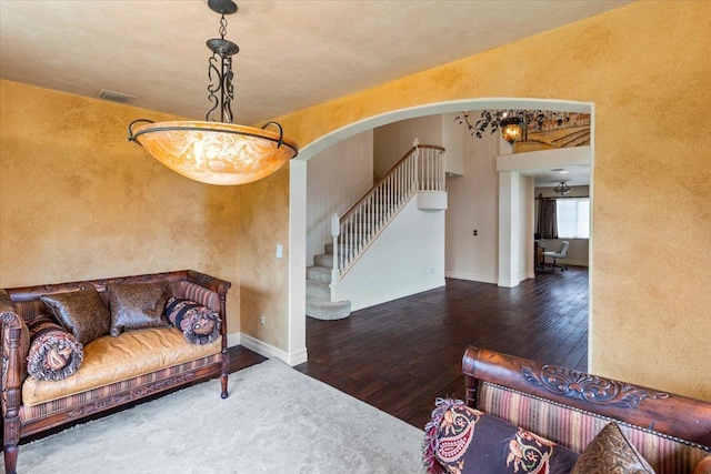 living room with hardwood / wood-style floors