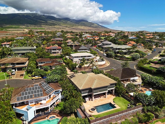 drone / aerial view with a mountain view