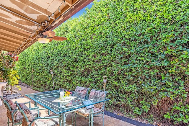 view of patio / terrace with outdoor dining space and a ceiling fan