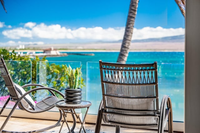 balcony with a water view