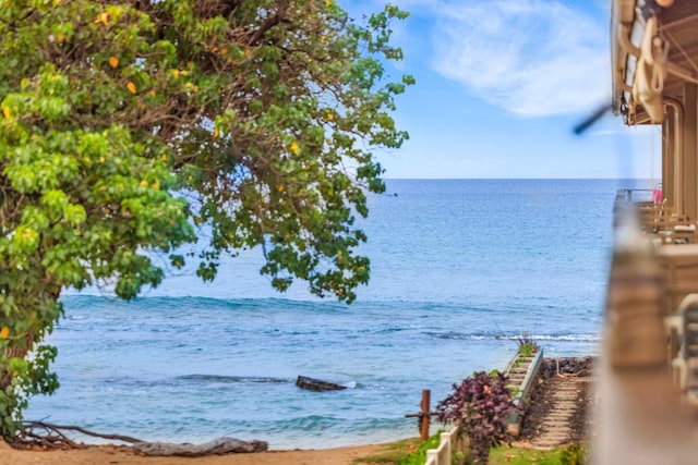 view of water feature with a view of the beach