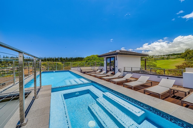 view of pool with an outdoor hangout area