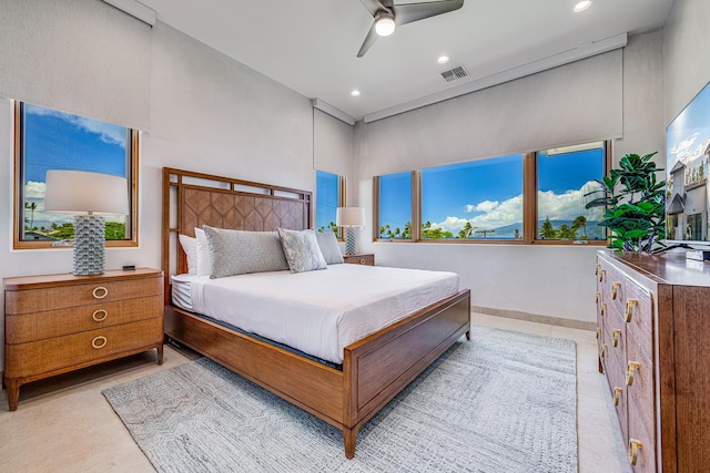 bedroom featuring ceiling fan