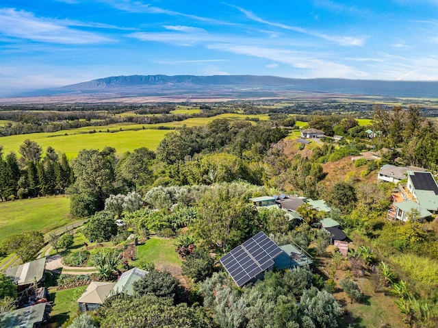 aerial view with a mountain view