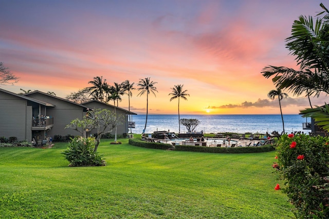 3975 Lower Honoapiilani Rd Unit 107, Lahaina, HI 96761 - yard at dusk with a water view and a yard