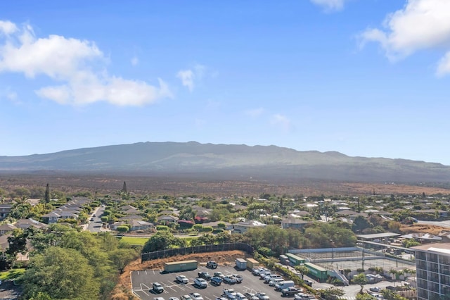 birds eye view of property featuring a mountain view