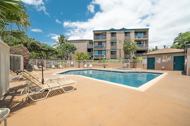 view of pool featuring a patio area