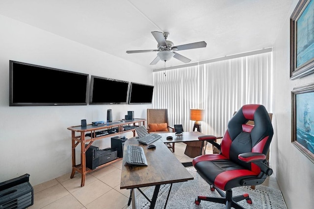 111 Kahului Beach Rd Unit D306, Kahului, HI 96732 - home office with light tile patterned floors and ceiling fan