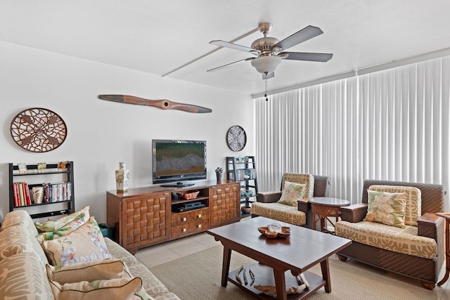 111 Kahului Beach Rd Unit D306, Kahului, HI 96732 - living room with ceiling fan and light tile patterned floors