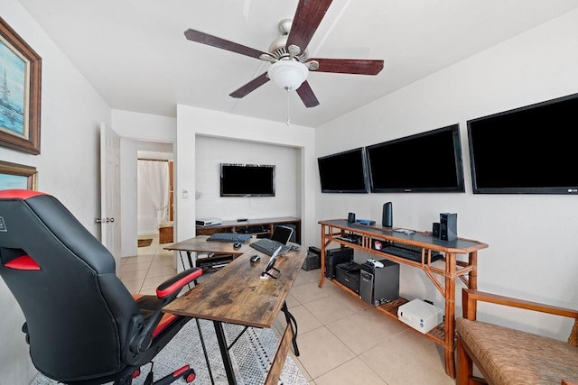 111 Kahului Beach Rd Unit D306, Kahului, HI 96732 - office area featuring light tile patterned flooring and a ceiling fan