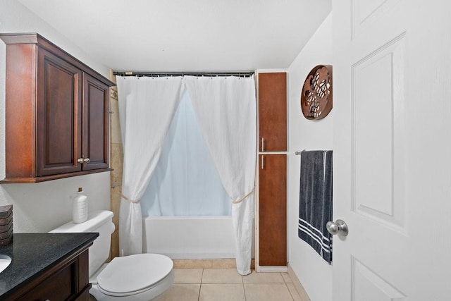 111 Kahului Beach Rd Unit D306, Kahului, HI 96732 - bathroom with shower / tub combo with curtain, vanity, tile patterned floors, and toilet