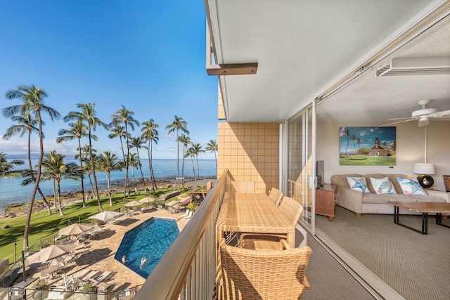 balcony with a water view