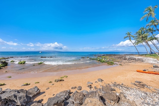 property view of water with a beach view