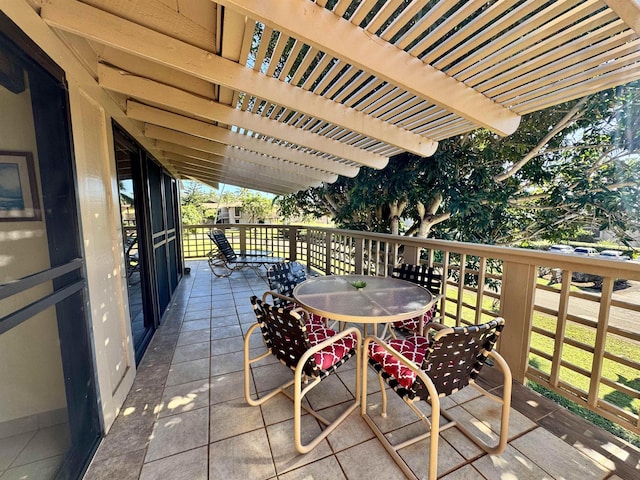 balcony with a pergola