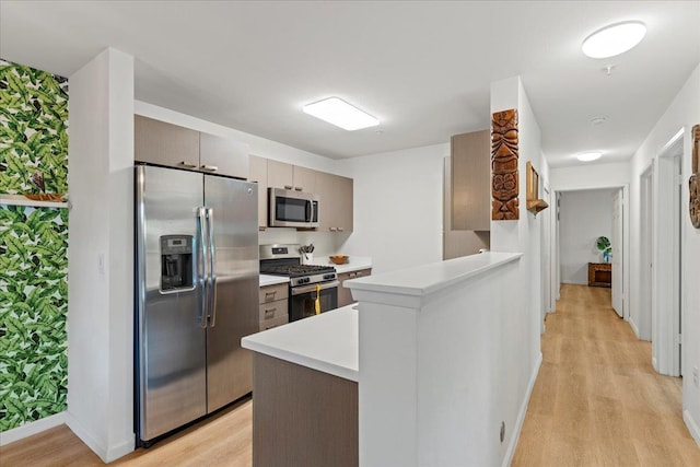 kitchen with light hardwood / wood-style flooring and stainless steel appliances