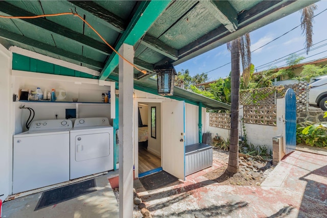 washroom featuring independent washer and dryer