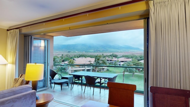 balcony with a mountain view