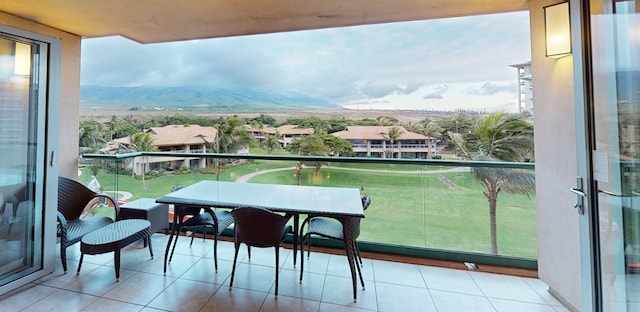 balcony with a mountain view