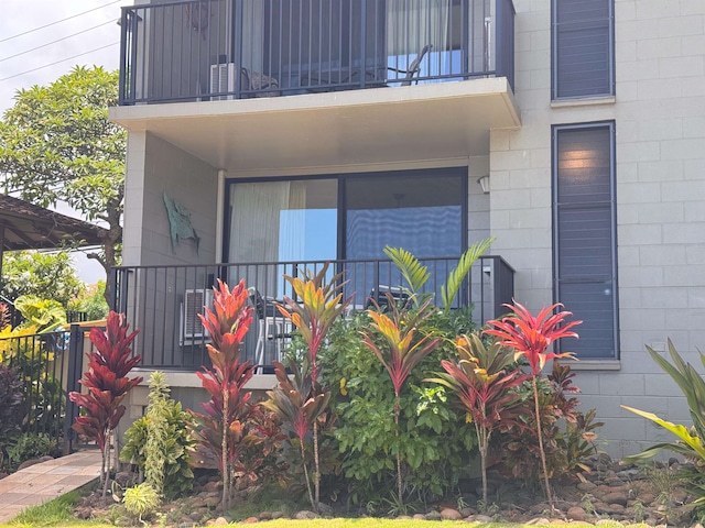 doorway to property with a balcony