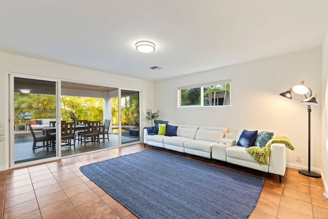 view of tiled living room