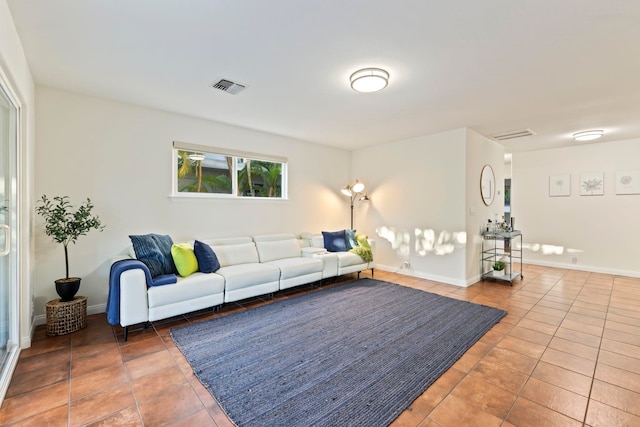 view of tiled living room