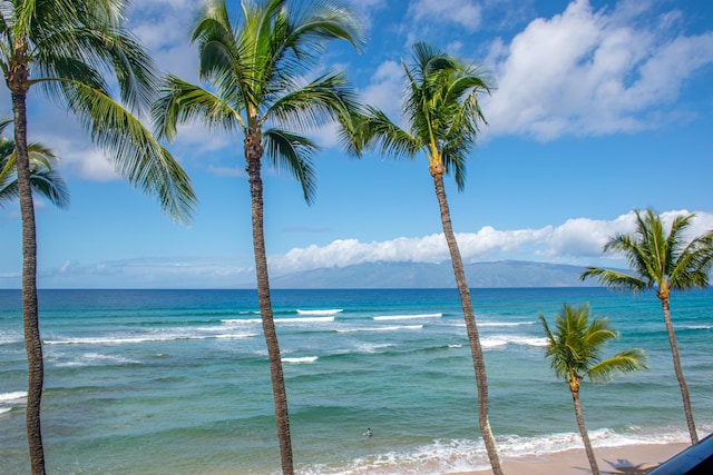 property view of water featuring a view of the beach