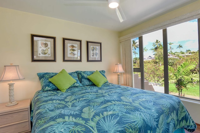 bedroom featuring ceiling fan