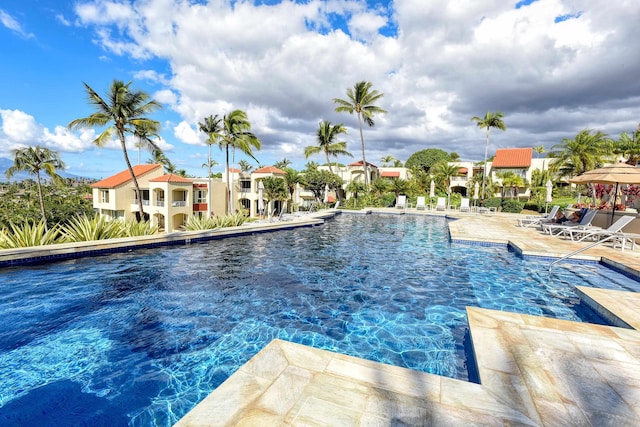 view of pool featuring a patio