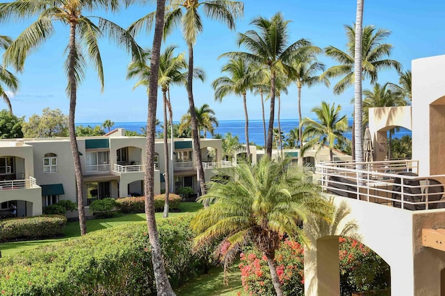 view of property with a water view