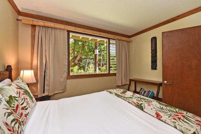 bedroom featuring ornamental molding