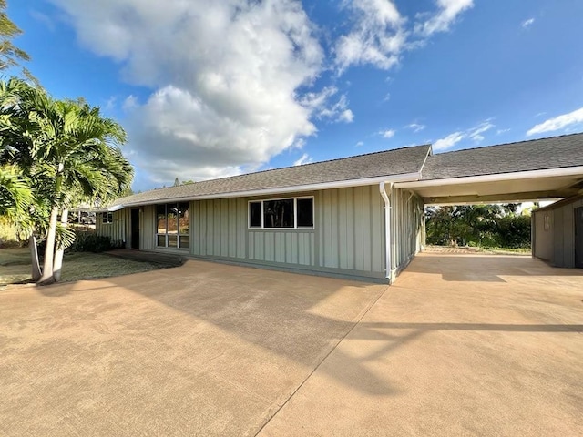 ranch-style home with a patio area