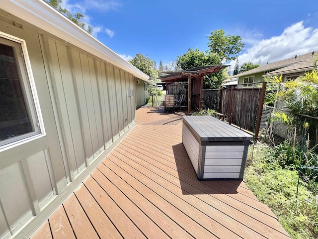 wooden deck featuring fence