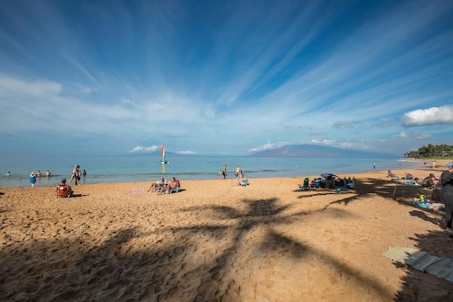 view of water feature featuring a beach view