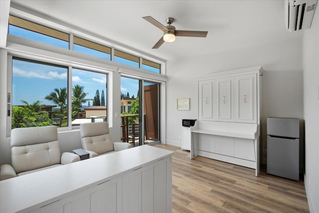 209 Holokahiki Ln Unit 103, Kihei, HI 96753 - office area with a ceiling fan, a healthy amount of sunlight, and light wood finished floors