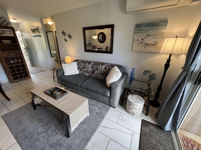 living room featuring a wall mounted air conditioner