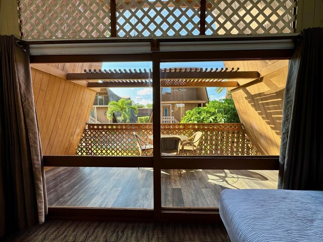 interior space featuring a pergola