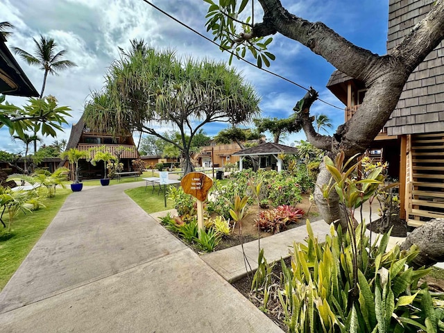 view of community with a gazebo and a patio