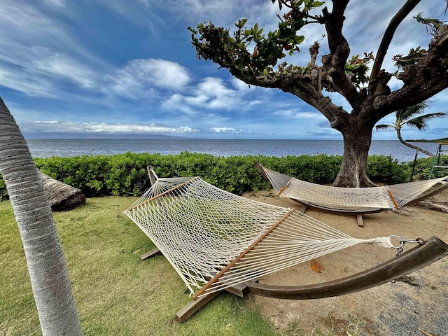 surrounding community featuring a water view