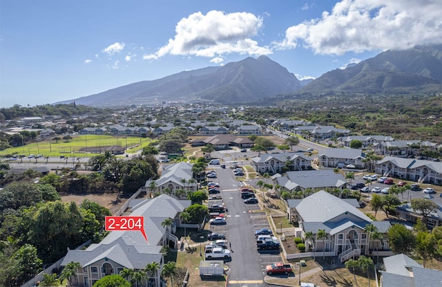 drone / aerial view with a mountain view