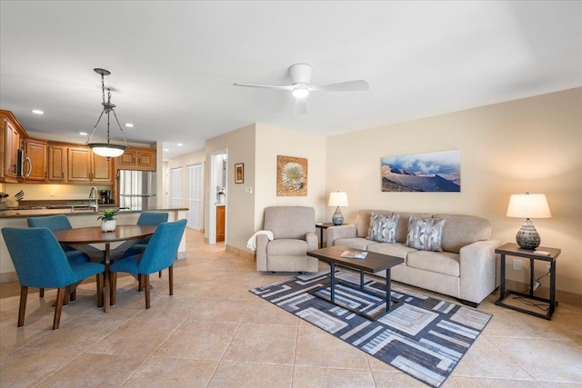 2777 S Kihei Rd Unit L-109, Kihei, HI 96753 - living area featuring ceiling fan, recessed lighting, and light tile patterned flooring