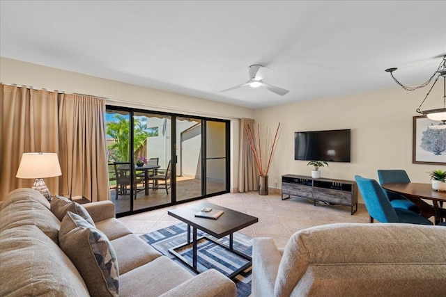 2777 S Kihei Rd Unit L-109, Kihei, HI 96753 - living area with light tile patterned floors and ceiling fan