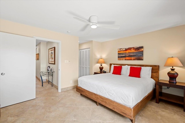 2777 S Kihei Rd Unit L-109, Kihei, HI 96753 - bedroom with a closet, ceiling fan, and light tile patterned flooring