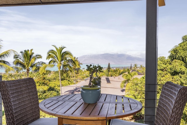 balcony with a mountain view